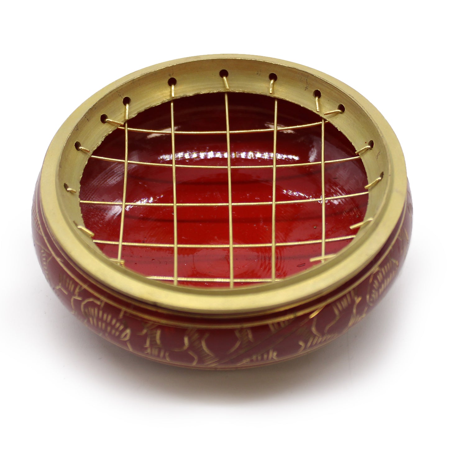 Root Chakra Incense Jar – Burgundy Brown | Brass Resin Burner for Grounding & Stability