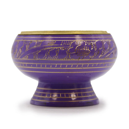 Crown Chakra Incense Chalice – Purple | Brass Resin Burner for Meditation & Cleansing