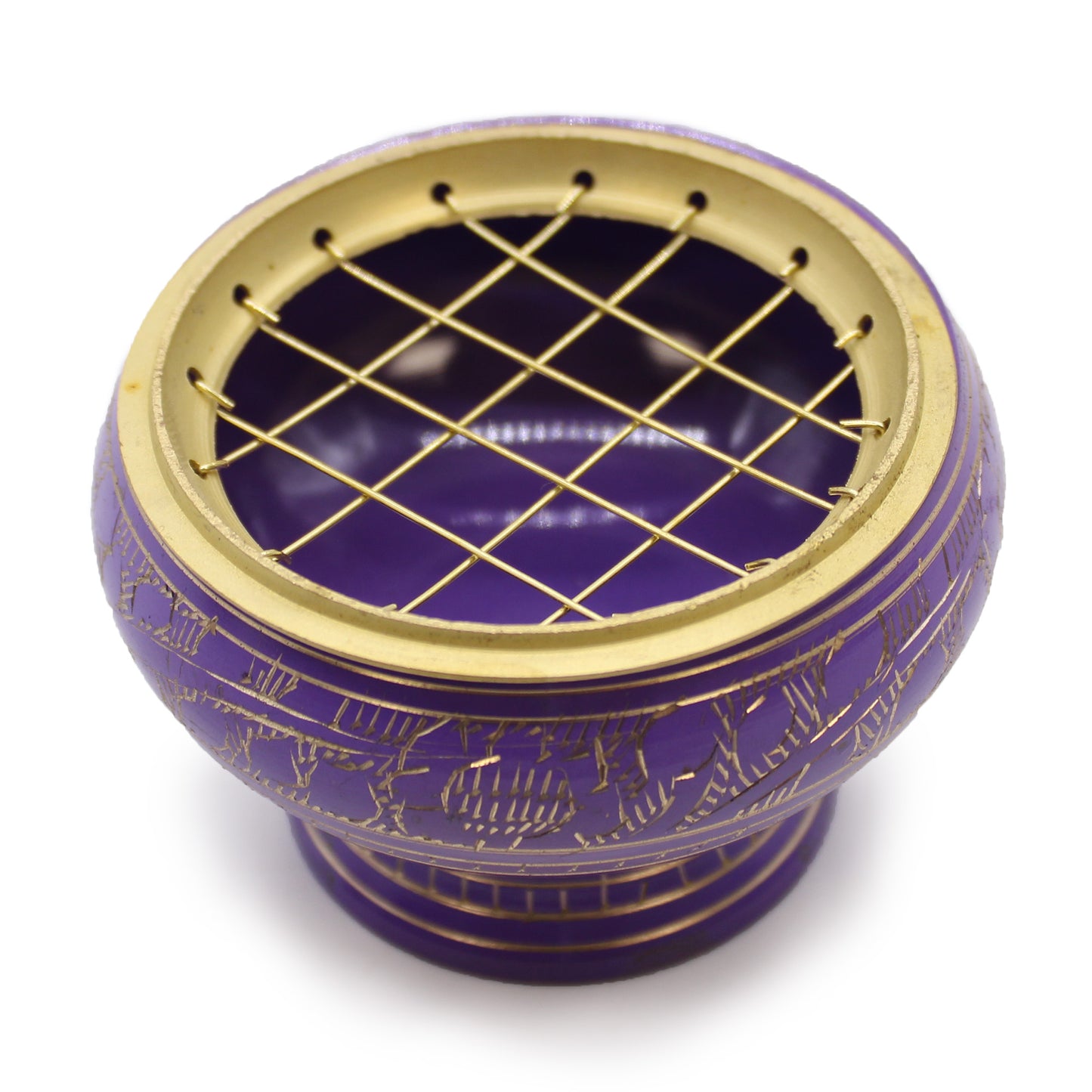 Crown Chakra Incense Chalice – Purple | Brass Resin Burner for Meditation & Cleansing