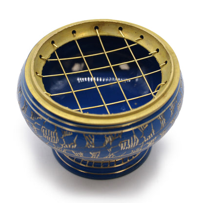 Throat Chakra Incense Chalice –  Blue | Brass Resin Burner for Expression & Clarity