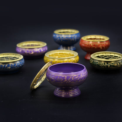 Throat Chakra Incense Chalice –  Blue | Brass Resin Burner for Expression & Clarity