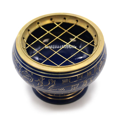 Third Eye Chakra Incense Chalice – Dark Blue | Brass Resin Burner for Intuition & Insight