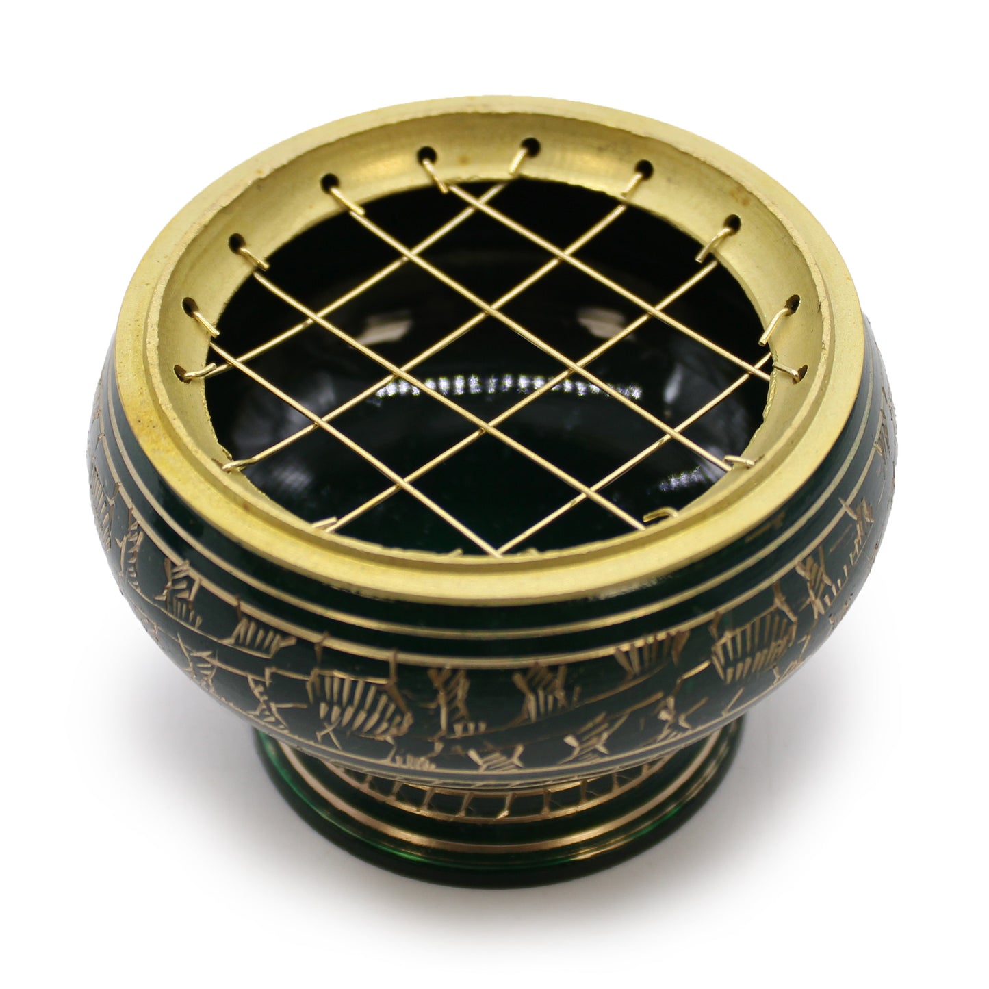 Heart Chakra Incense Chalice – Green | Brass Resin Burner for Love & Harmony