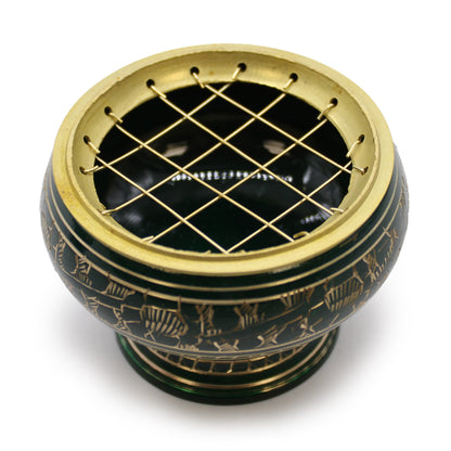 Heart Chakra Incense Chalice – Green | Brass Resin Burner for Love & Harmony