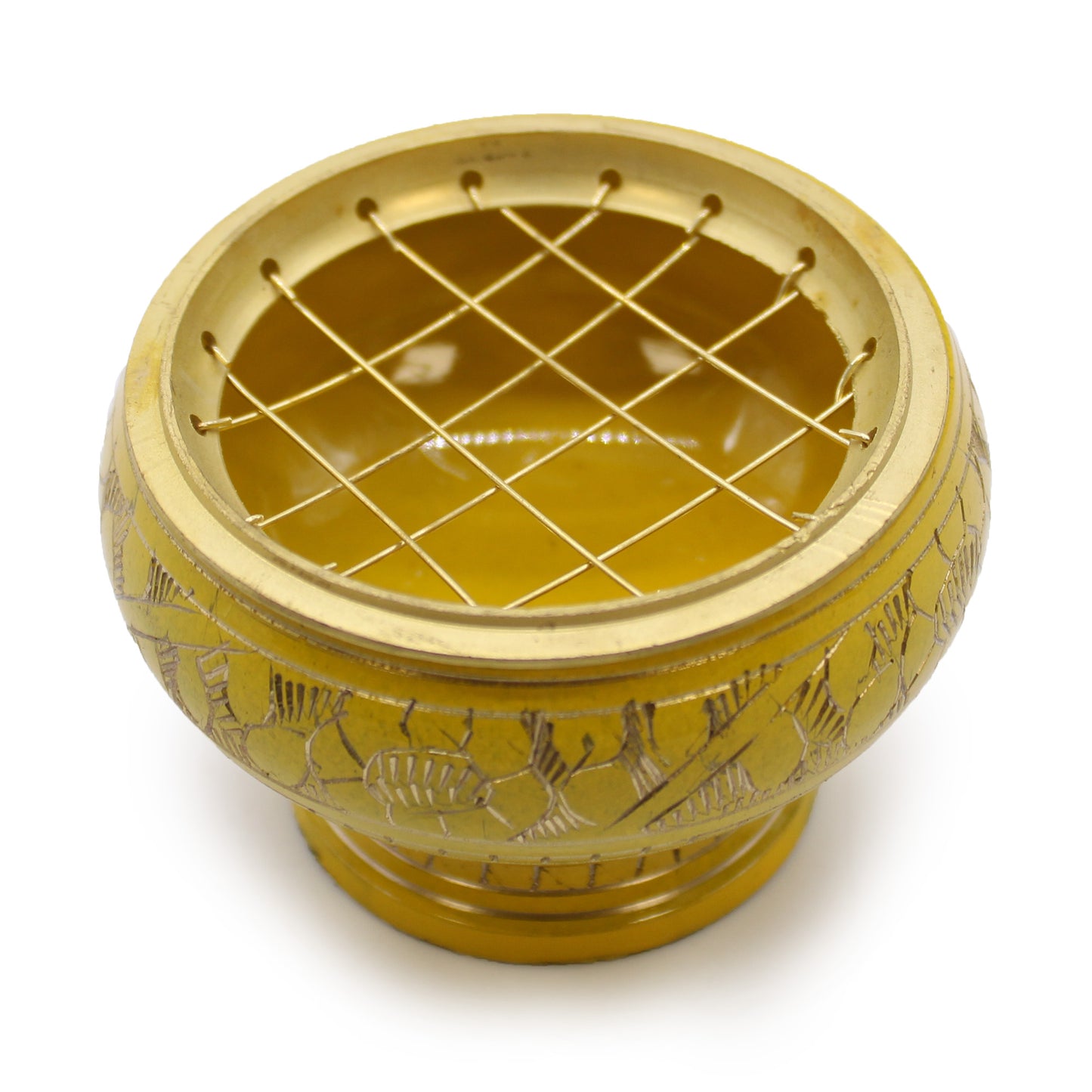Solar Plexus Chakra Incense Chalice – Yellow | Brass Resin Burner for Confidence & Willpower