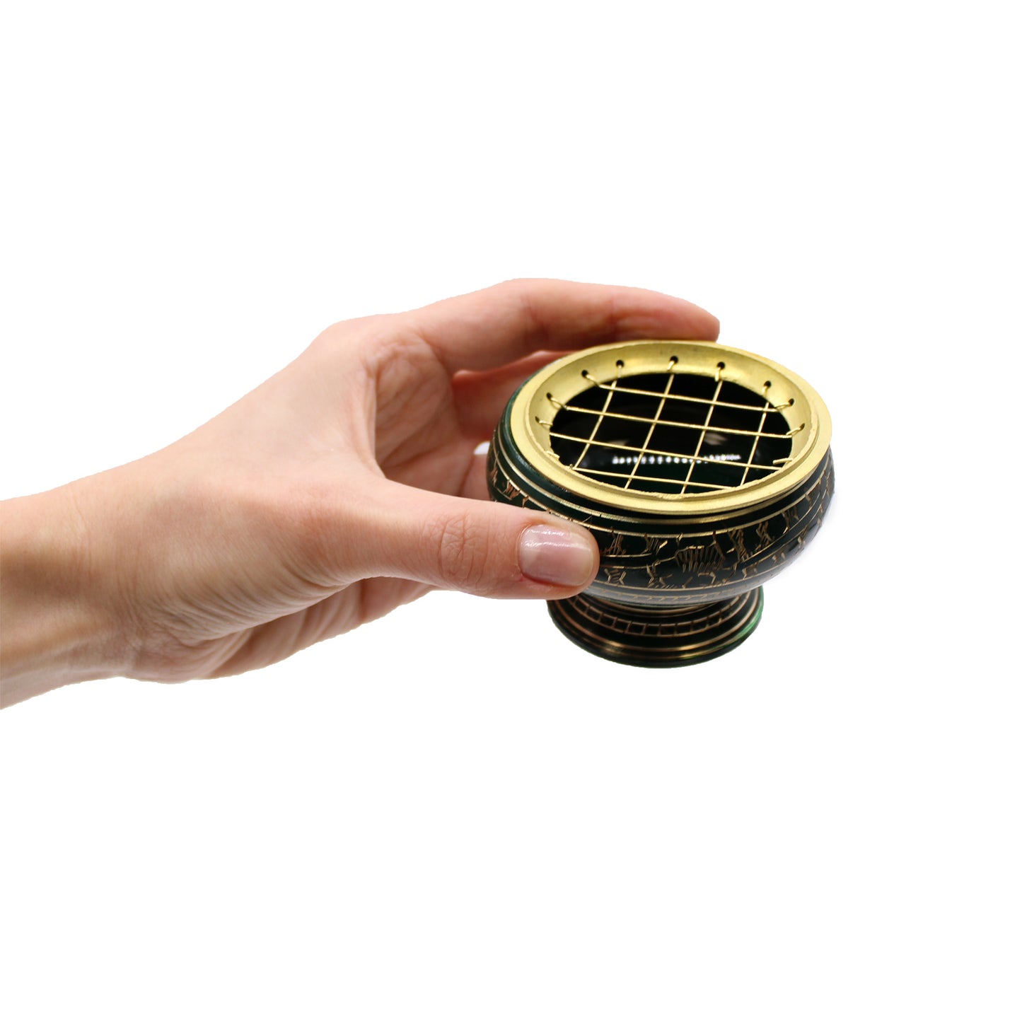 Root Chakra Incense Chalice – Burgundy Brown | Brass Resin Burner for Grounding & Stability