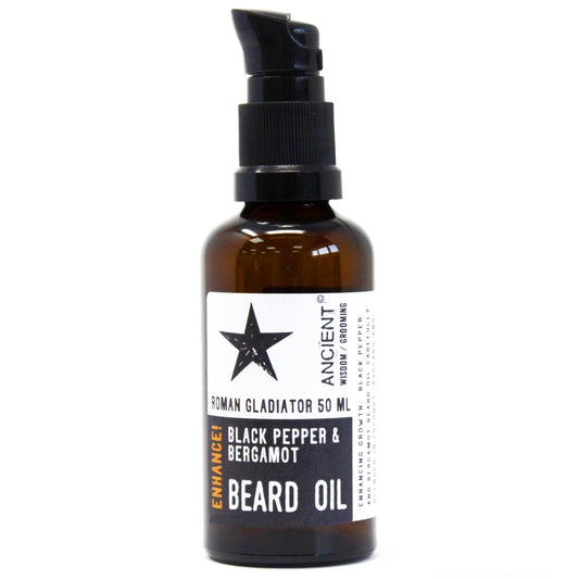 Roman Gladiator Beard Oil – 50ml | Black Pepper & Bergamot Essential Oils