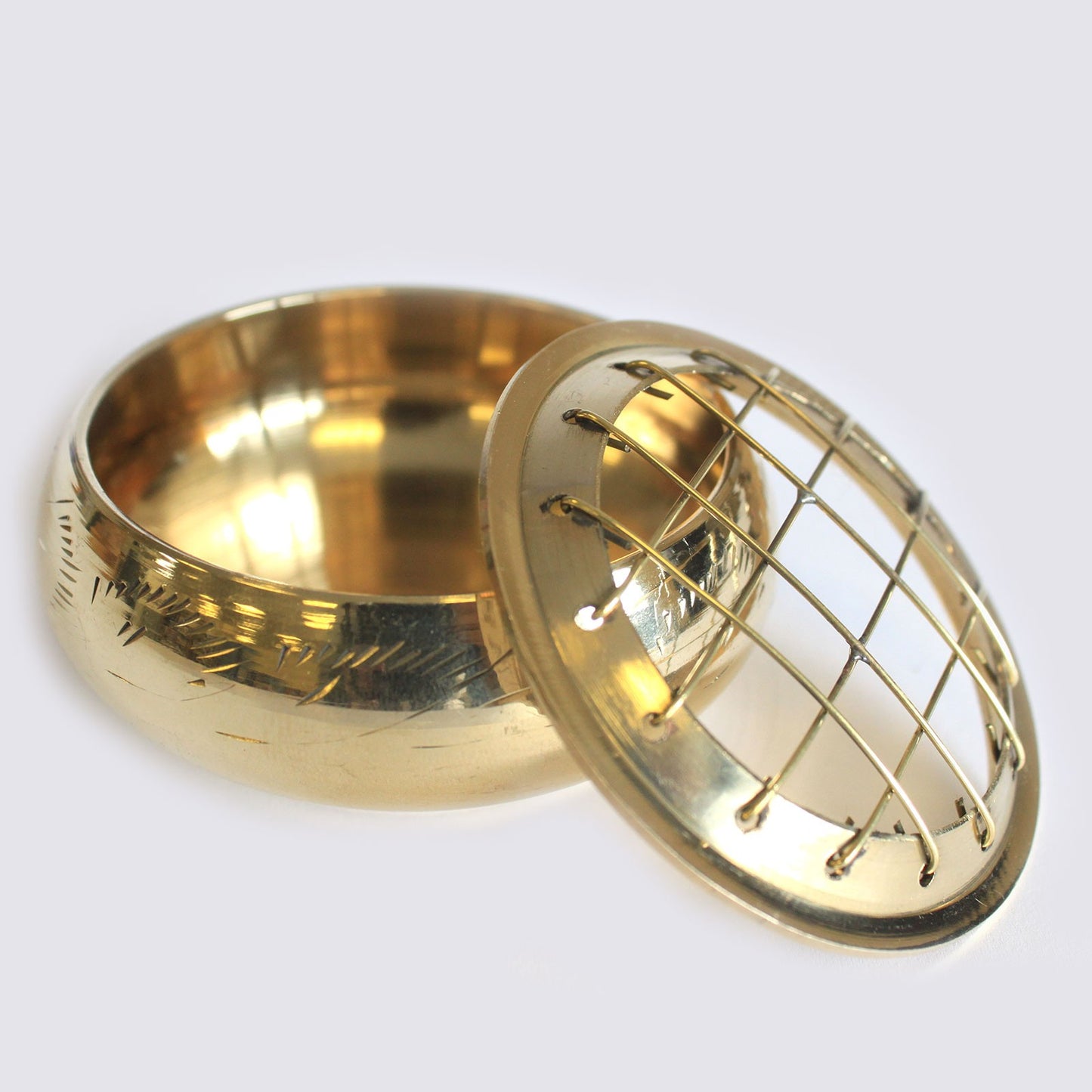 Traditional Brass Charcoal Incense Burner – Jar | Handcrafted Solid Brass with Mesh Screen