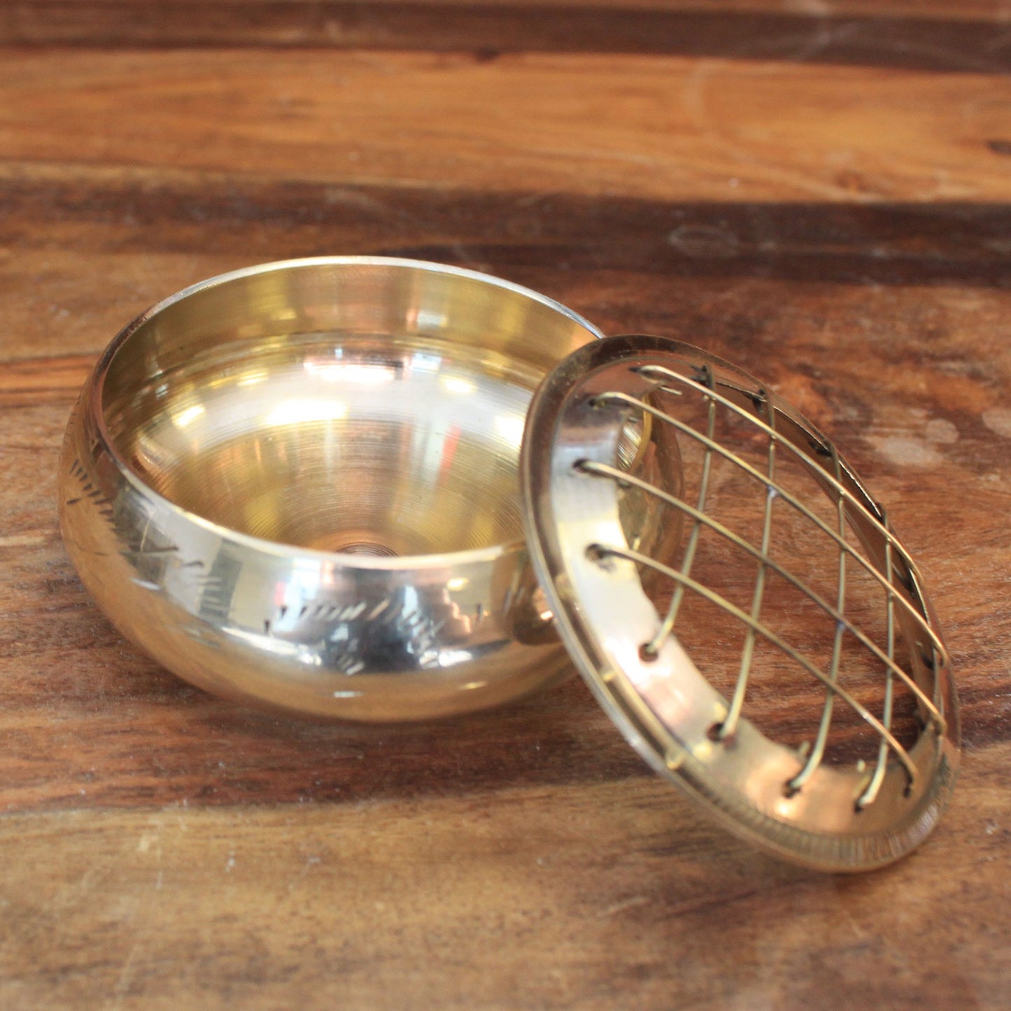 Traditional Brass Charcoal Incense Burner – Jar | Handcrafted Solid Brass with Mesh Screen