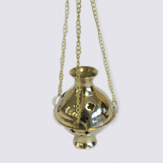 Traditional Brass Hanging Incense Burner – Thurible | Handcrafted Solid Brass with Chain