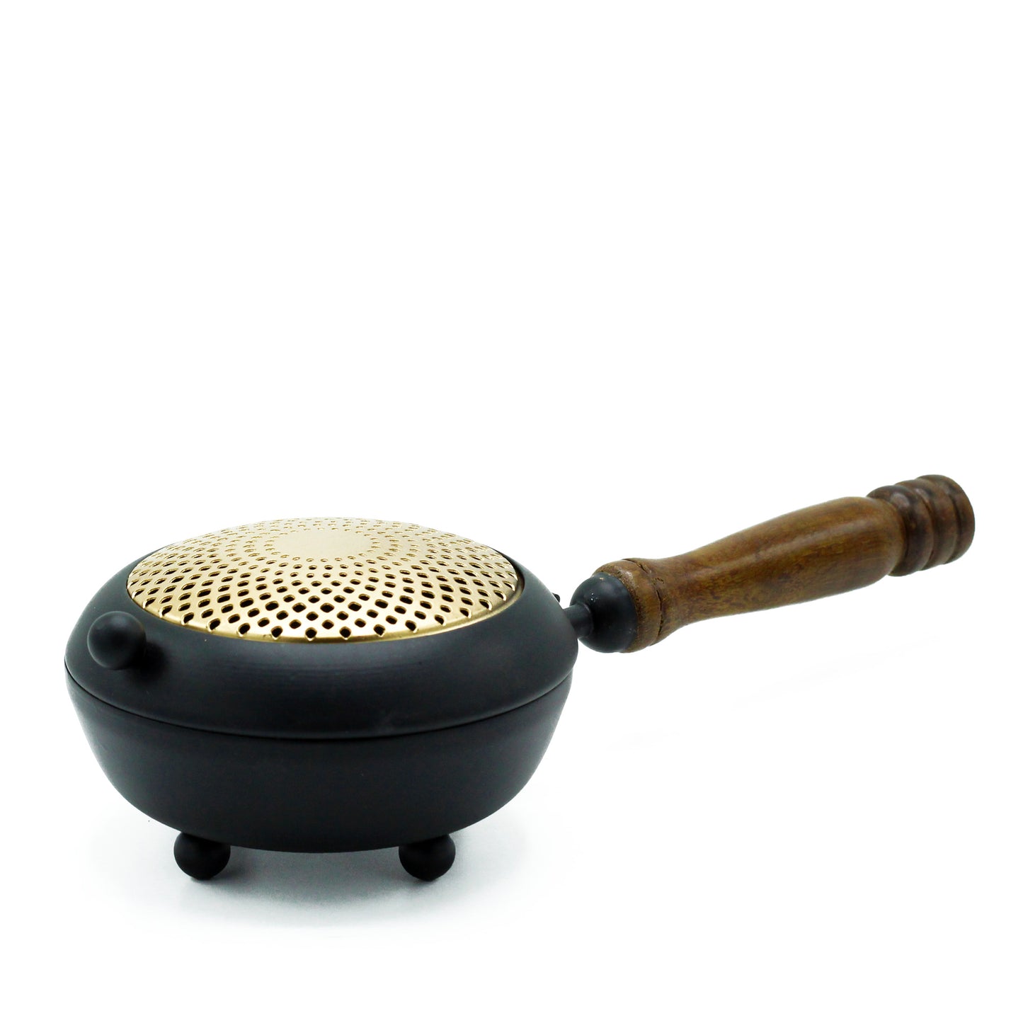 Iron Incense Burner with Wooden Handle – Large Censer | Handcrafted & Gold Design