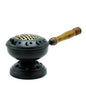 Iron Incense Burner with Wooden Handle – Large Censer with Stand | Handcrafted Star & Moon Design