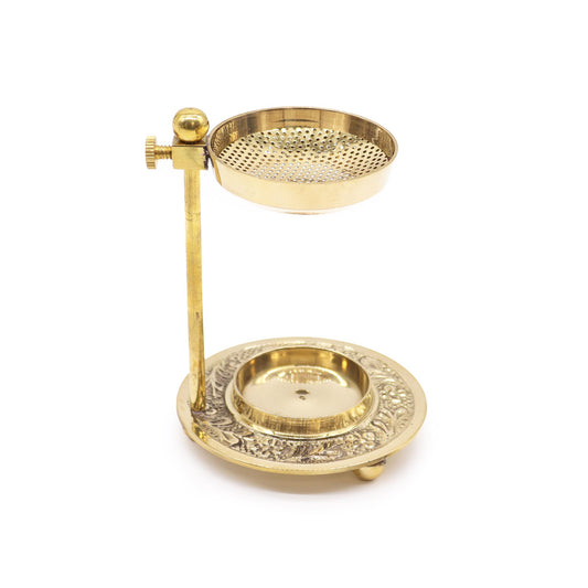 Brass Resin Incense Warmer – Adjustable Height | Handcrafted Burner for Smoke Cleansing Rituals