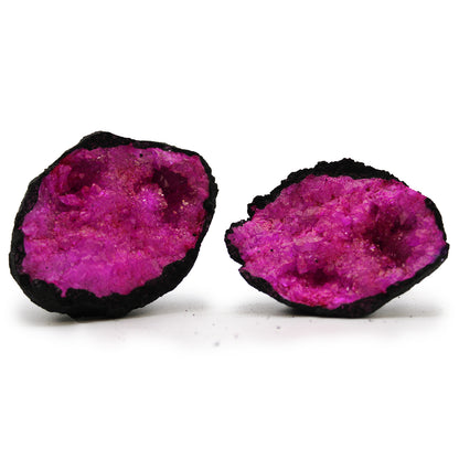 Coloured Calcite Geode – Black & Pink | Dyed Crystal Display Piece
