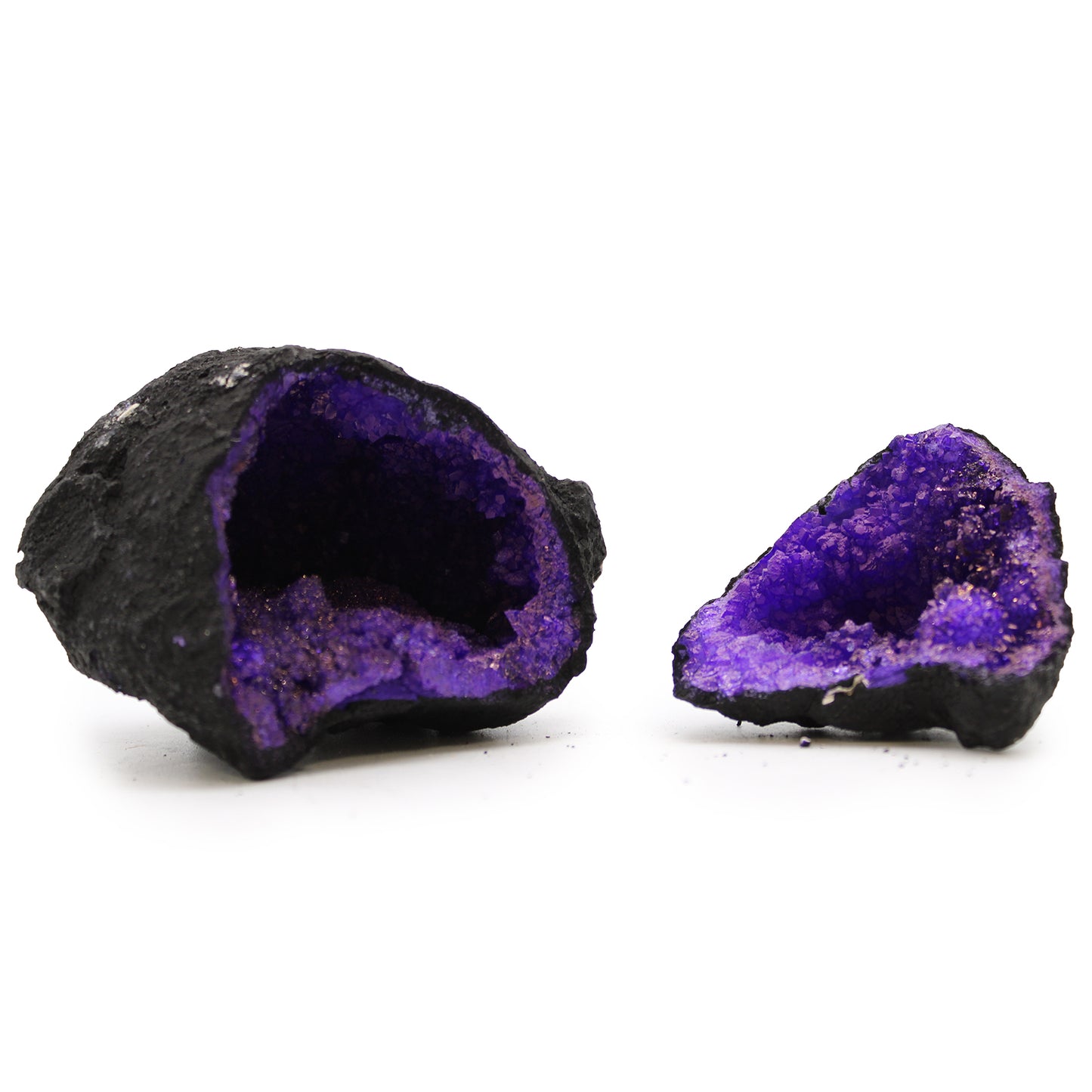 Coloured Calcite Geode – Black & Purple | Dyed Crystal Display Piece