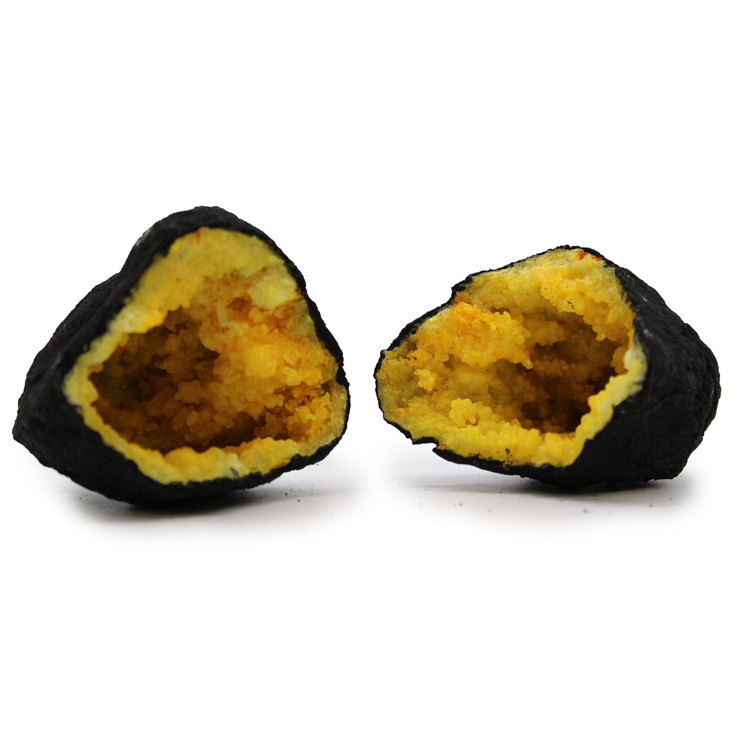 Coloured Calcite Geode – Black & Yellow | Dyed Crystal Display Piece
