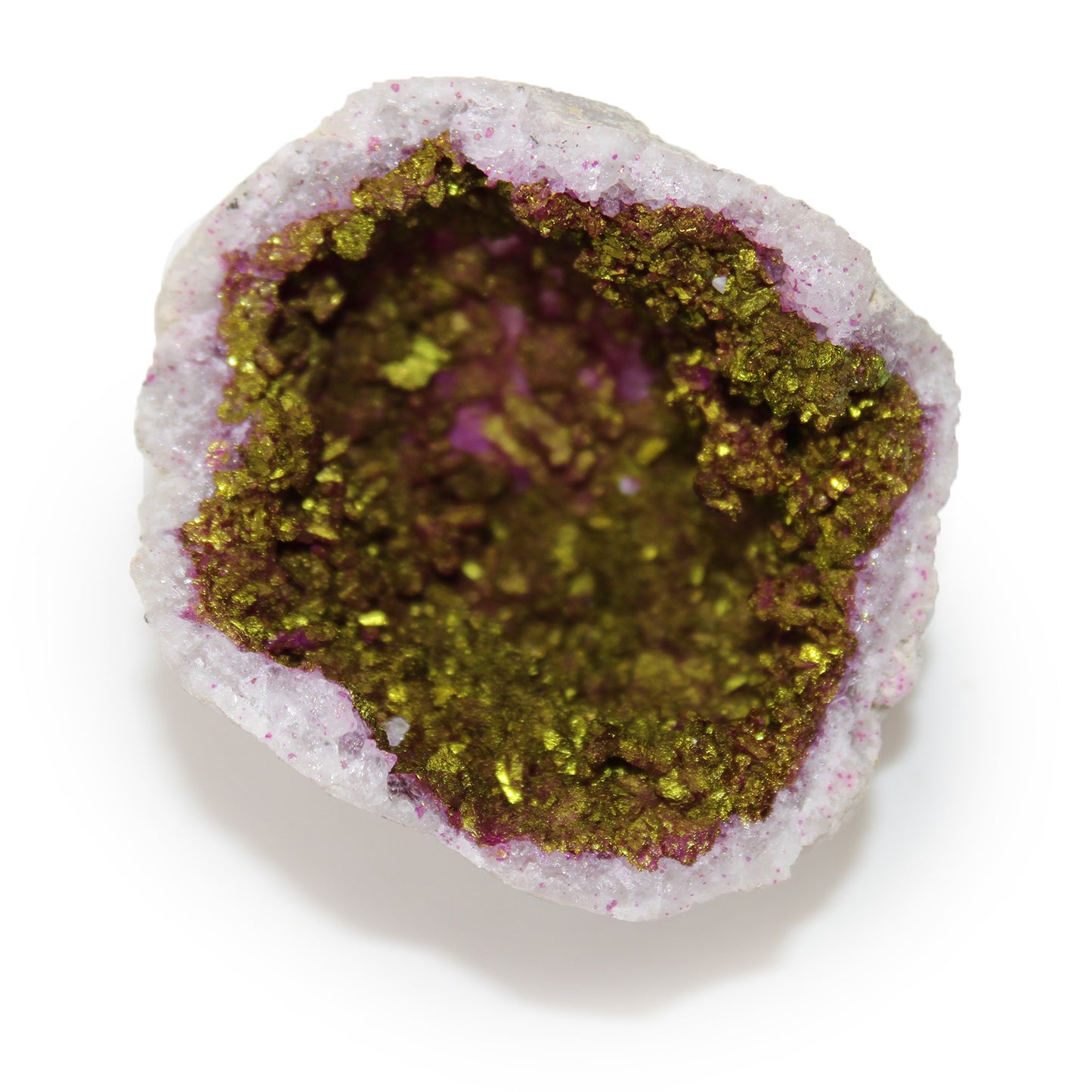 Coloured Calcite Geode – Pink & Gold | Dyed Crystal Display Piece