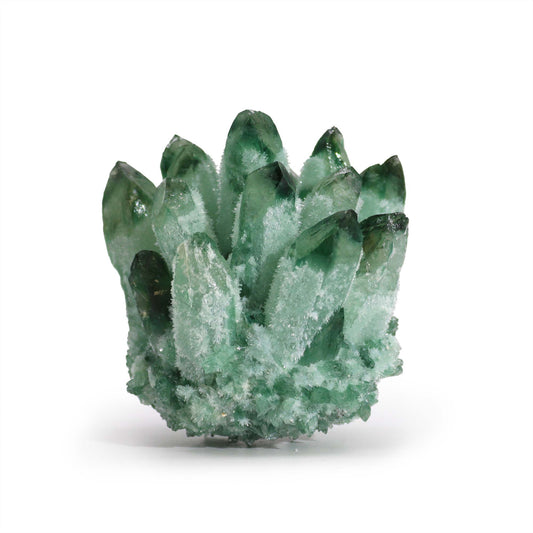 Crafted Quartz Cluster – Green Ghost | Artisan-Cut Crystal Decor
