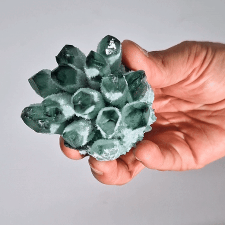 Crafted Quartz Cluster – Green Ghost | Artisan-Cut Crystal Decor