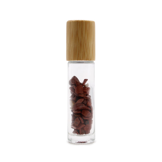 Gemstone Roller Bottle – Red Jasper | Wooden Cap
