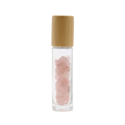Gemstone Roller Bottle – Rose Quartz | Wooden Cap