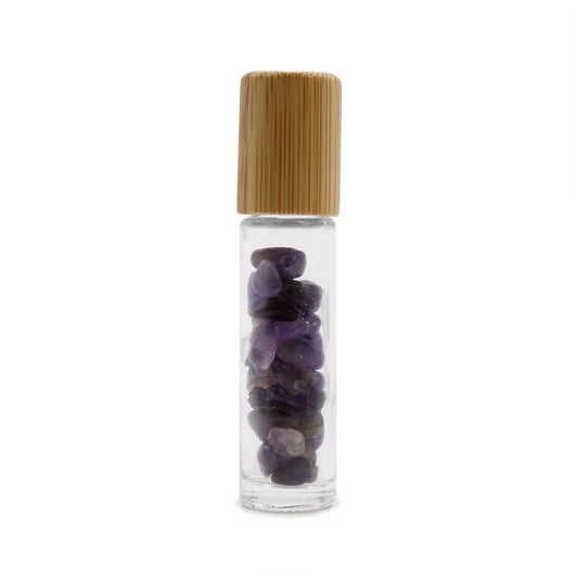 Gemstone Roller Bottle – Amethyst | Wooden Cap