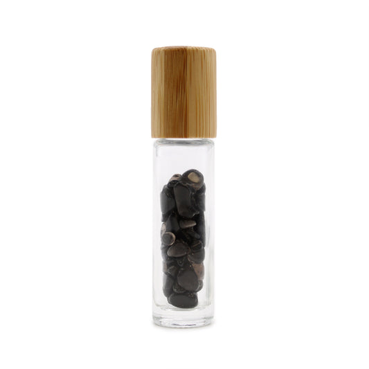 Gemstone Roller Bottle – Black Tourmaline | Wooden Cap
