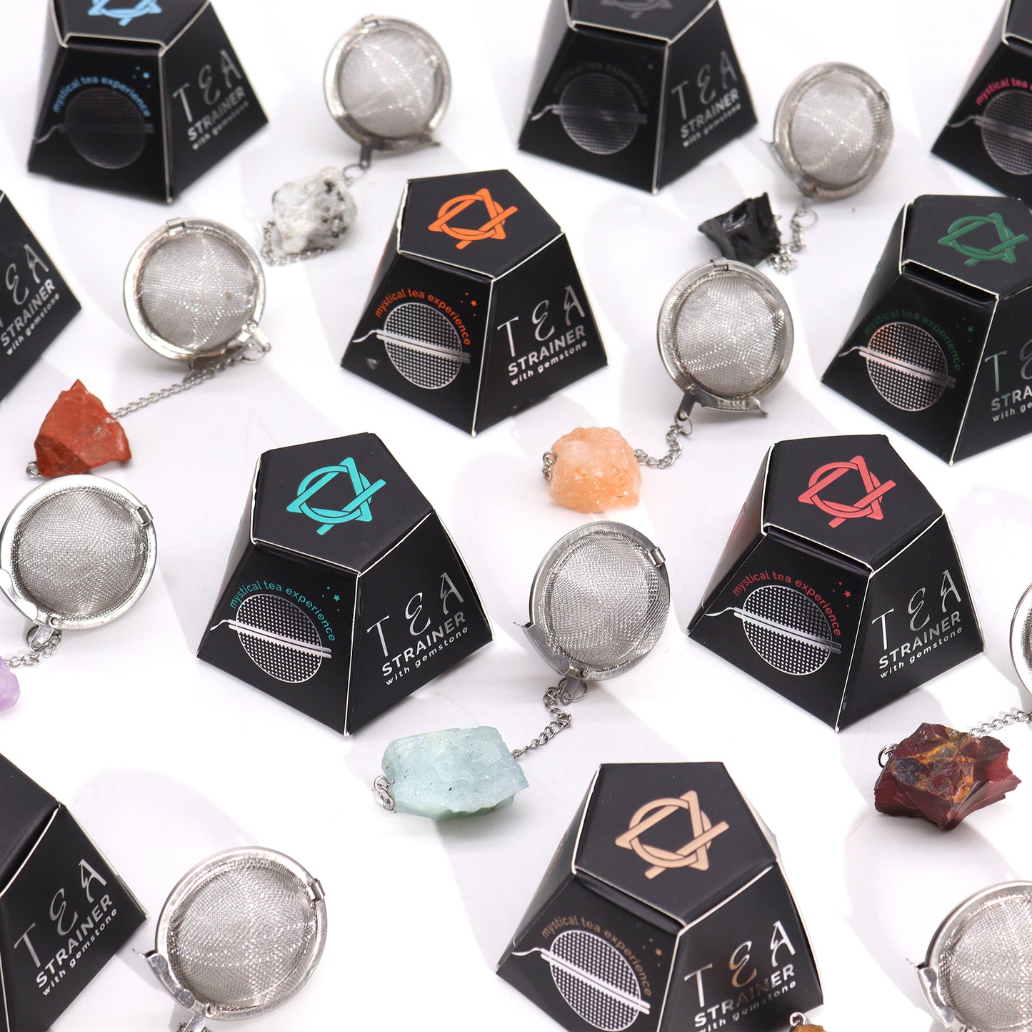 Raw Gemstone Tea Strainer – Black Obsidian | Stainless Steel Infuser with Natural Crystal