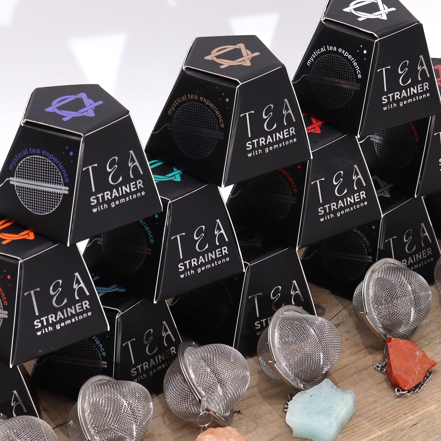 Raw Gemstone Tea Strainer – Black Obsidian | Stainless Steel Infuser with Natural Crystal