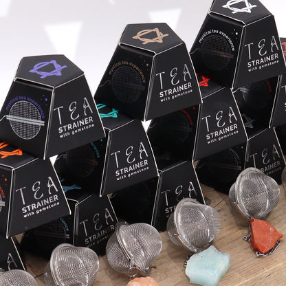 Raw Gemstone Tea Strainer – Black Obsidian | Stainless Steel Infuser with Natural Crystal