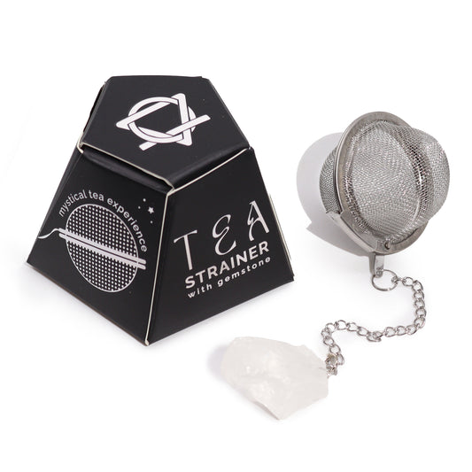 Raw Gemstone Tea Strainer – Clear Quartz | Stainless Steel Infuser with Natural Crystal