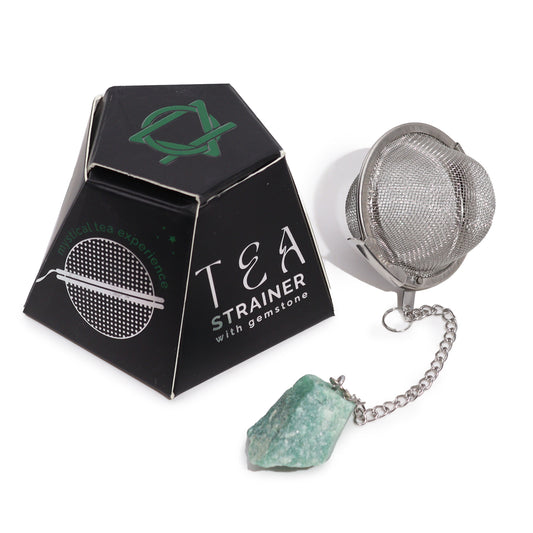 Raw Gemstone Tea Strainer – Green Aventurine | Stainless Steel Infuser with Natural Crystal