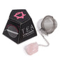 Raw Gemstone Tea Strainer – Rose Quartz | Stainless Steel Infuser with Natural Crystal