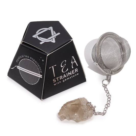 Raw Gemstone Tea Strainer – Smoky Quartz | Stainless Steel Infuser with Natural Crystal