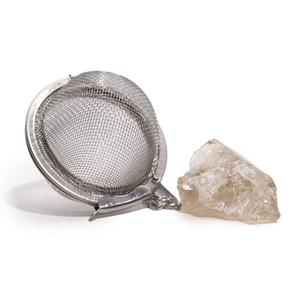 Raw Gemstone Tea Strainer – Smoky Quartz | Stainless Steel Infuser with Natural Crystal