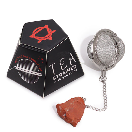 Raw Gemstone Tea Strainer – Red Jasper | Stainless Steel Infuser with Natural Crystal