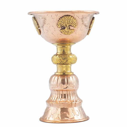 Copper-Tone Ritual Offering Goblet – Tree of Life Design | Vessel for Incense & Ritual Use