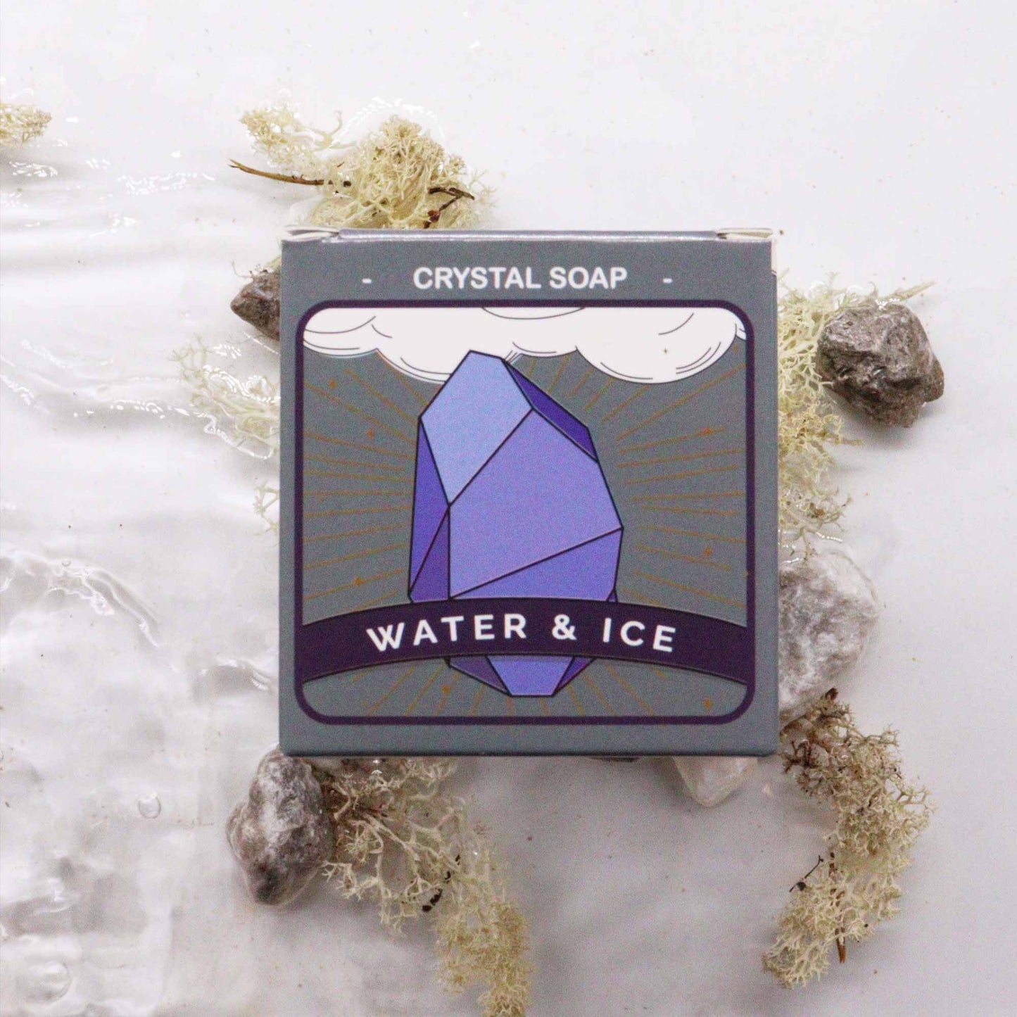 Crystal Water Elemental Soap Bar – Water & Ice | Hidden Rose Quartz, Fancy Jasper or Black Agate