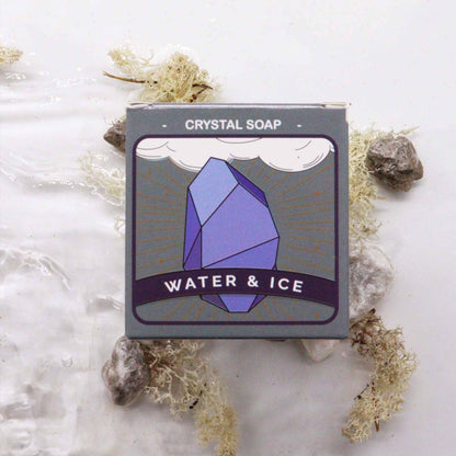 Crystal Water Elemental Soap Bar – Water & Ice | Hidden Rose Quartz, Fancy Jasper or Black Agate