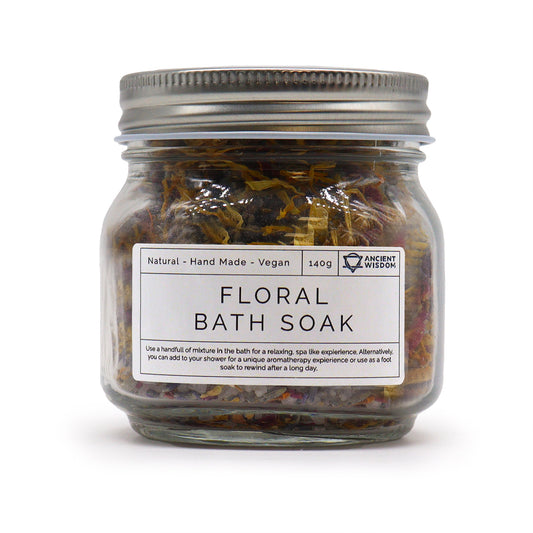 Floral Bath Soak Blend – 140g | Sea Salt with Lavender, Rose, Chamomile & Marigold Petals for Skin-Soothing, Relaxation & Aromatherapeutic Support