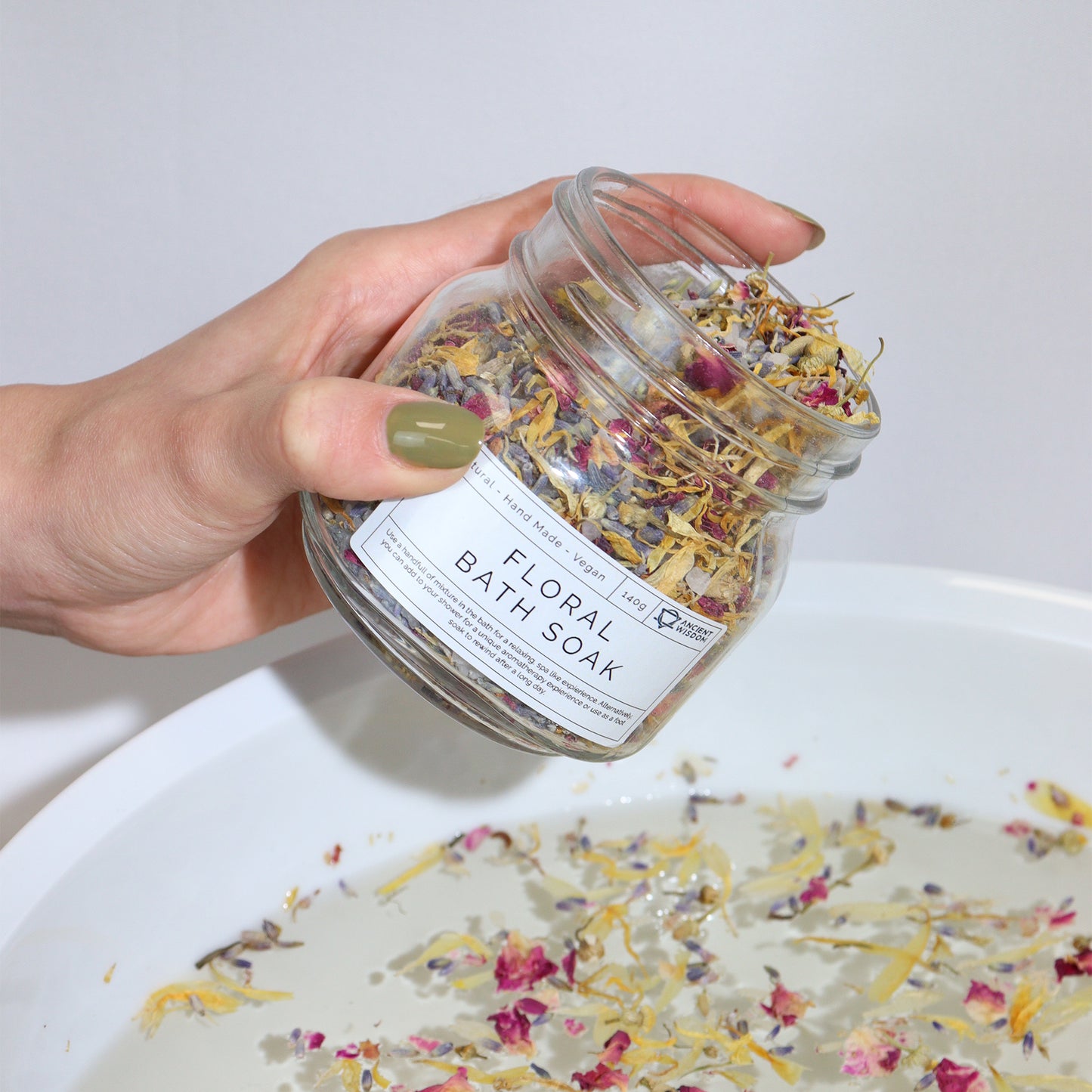 Floral Bath Soak Blend – 140g | Sea Salt with Lavender, Rose, Chamomile & Marigold Petals for Skin-Soothing, Relaxation & Aromatherapeutic Support