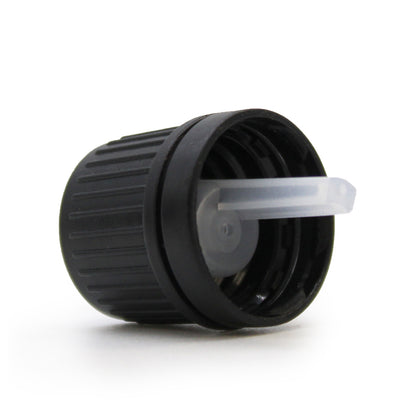 Tamper Evident Cap with Dropper Insert – Black | Secure Bottling for Essential Oils