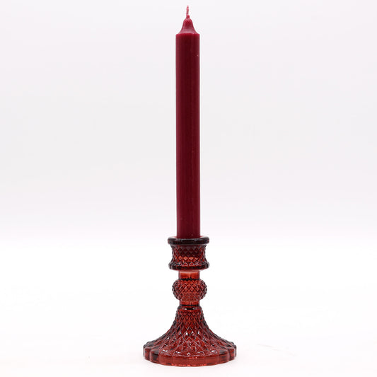 Vintage Style Pressed Glass Candle Holder – Vampire Red | Fits Dinner Candles