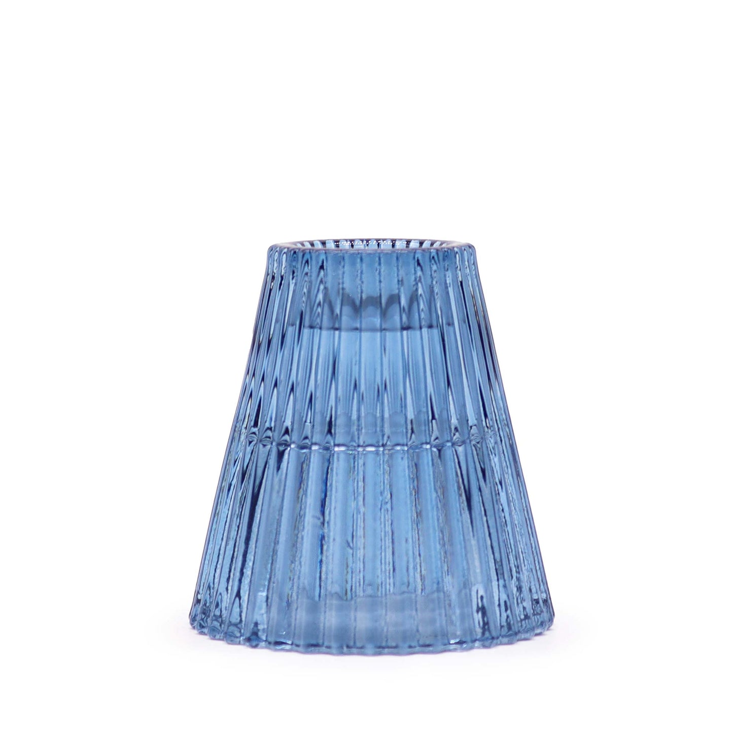 Flip Pressed Glass Candle Holder – Royal Blue | Fits Dinner Candles & Tea Lights