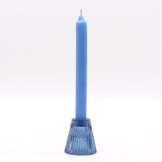 Flip Pressed Glass Candle Holder – Royal Blue | Fits Dinner Candles & Tea Lights