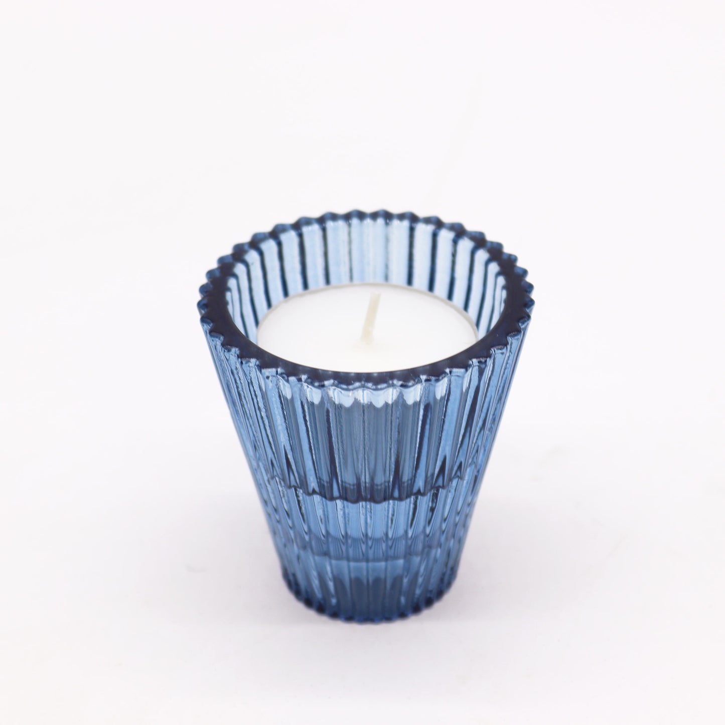 Flip Pressed Glass Candle Holder – Royal Blue | Fits Dinner Candles & Tea Lights
