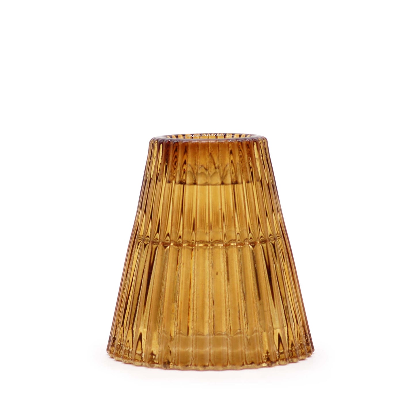 Flip Pressed Glass Candle Holder – Antique Amber | Fits Dinner Candles & Tea Lights
