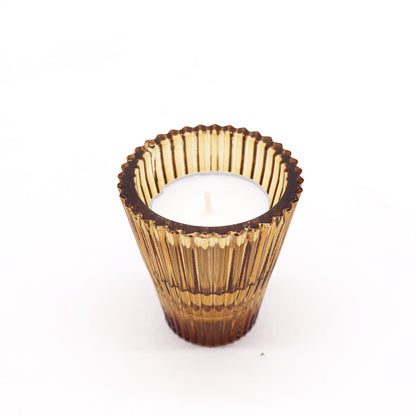 Flip Pressed Glass Candle Holder – Antique Amber | Fits Dinner Candles & Tea Lights