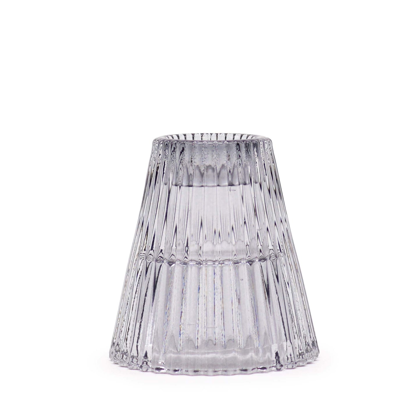 Flip Pressed Glass Candle Holder – Midnight Grey | Fits Dinner Candles & Tea Lights
