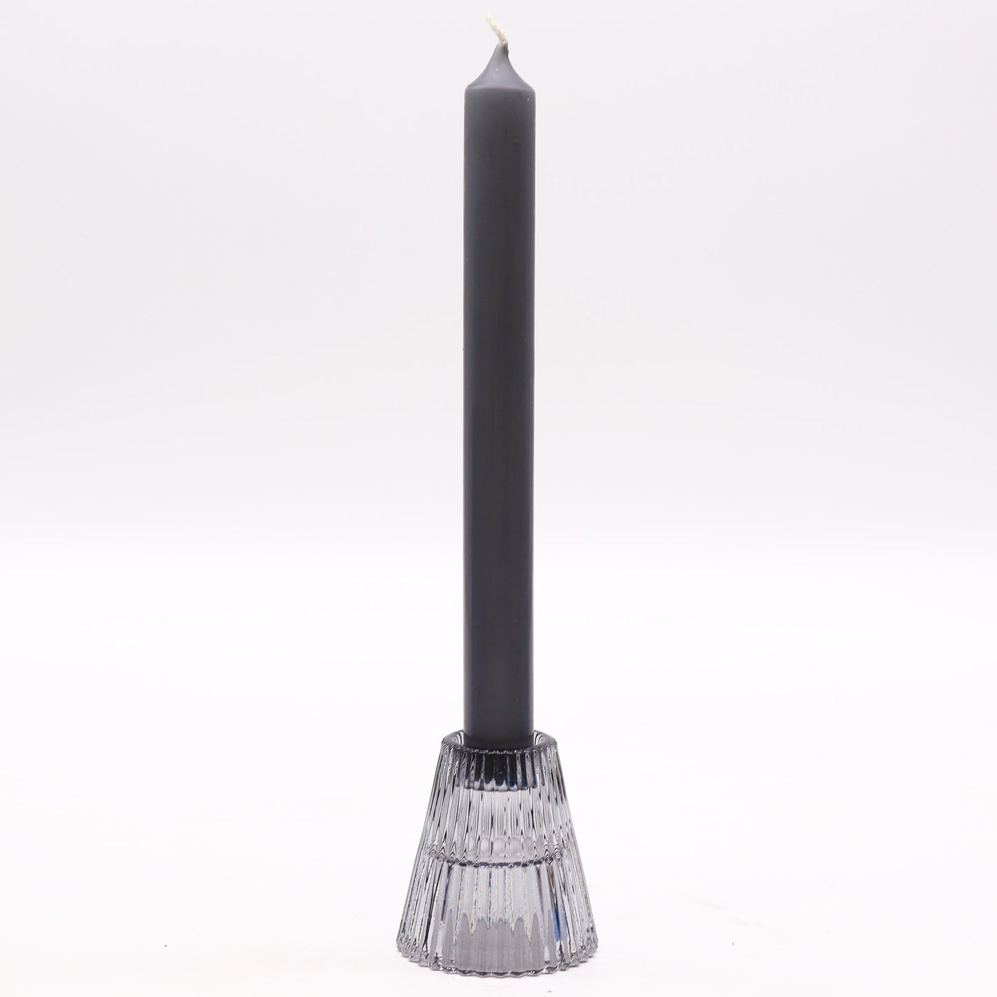 Flip Pressed Glass Candle Holder – Midnight Grey | Fits Dinner Candles & Tea Lights